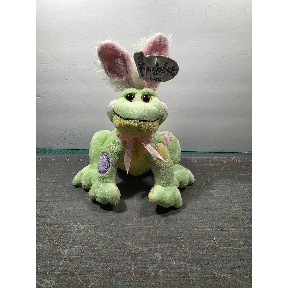 Ganz Frabbit Plush Toy Green Frog Bunny Ears Polka Dot Small NWT
